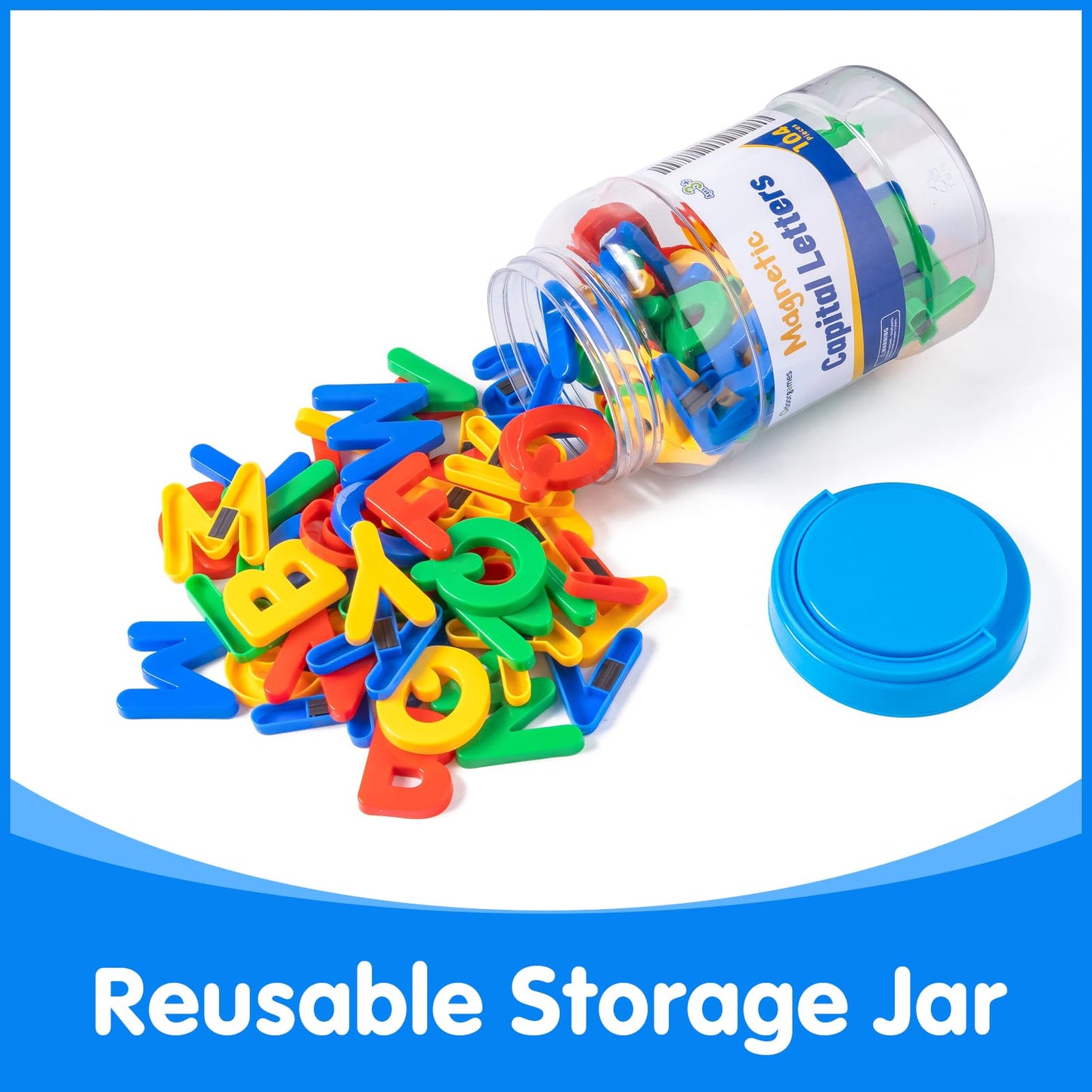 Odoorgames 104-Piece Magnetic Uppercase Letters – Alphabet Magnets for Whiteboard and Fridge