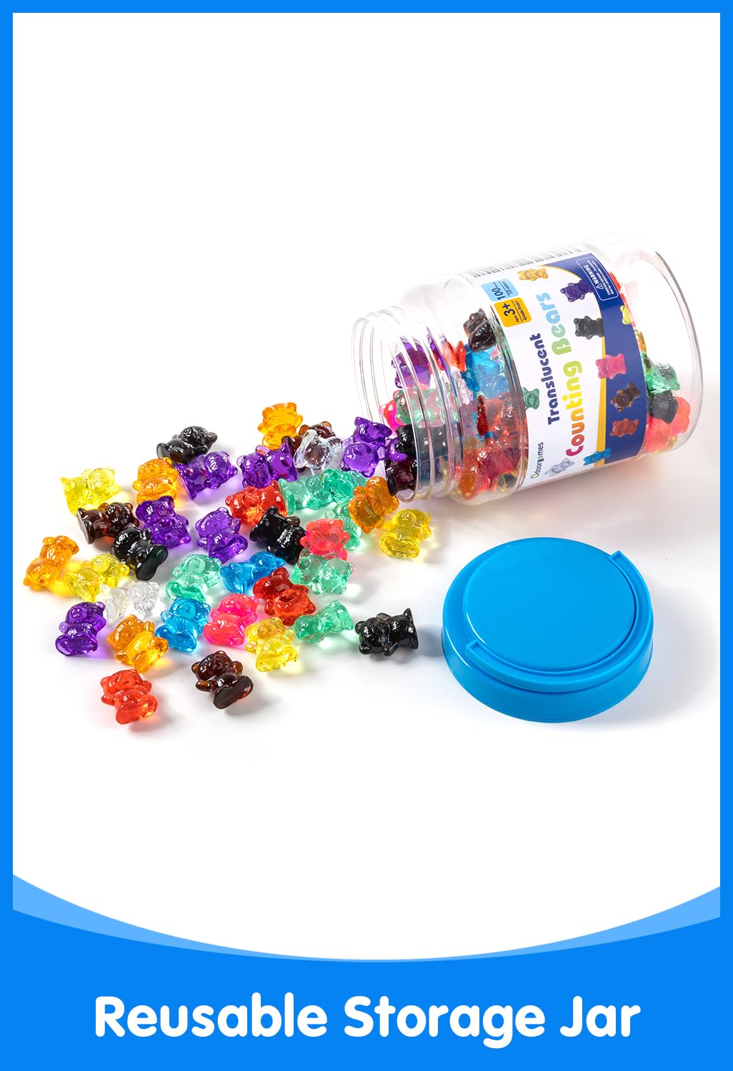 Odoorgames 100 Pcs Translucent Bear Counters – 10 Colors for Kindergarten Math & Light Table Manipulatives