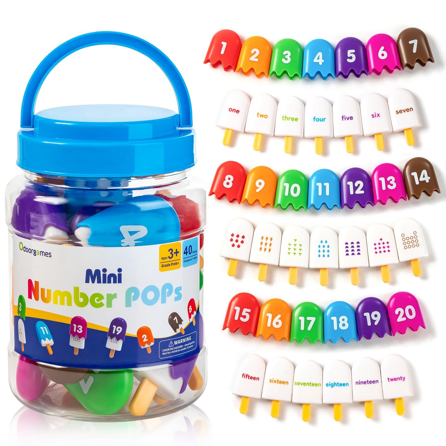 Odoorgames Numbers 1-20 Popsicles – Fun Number Toys for Ages 3-5