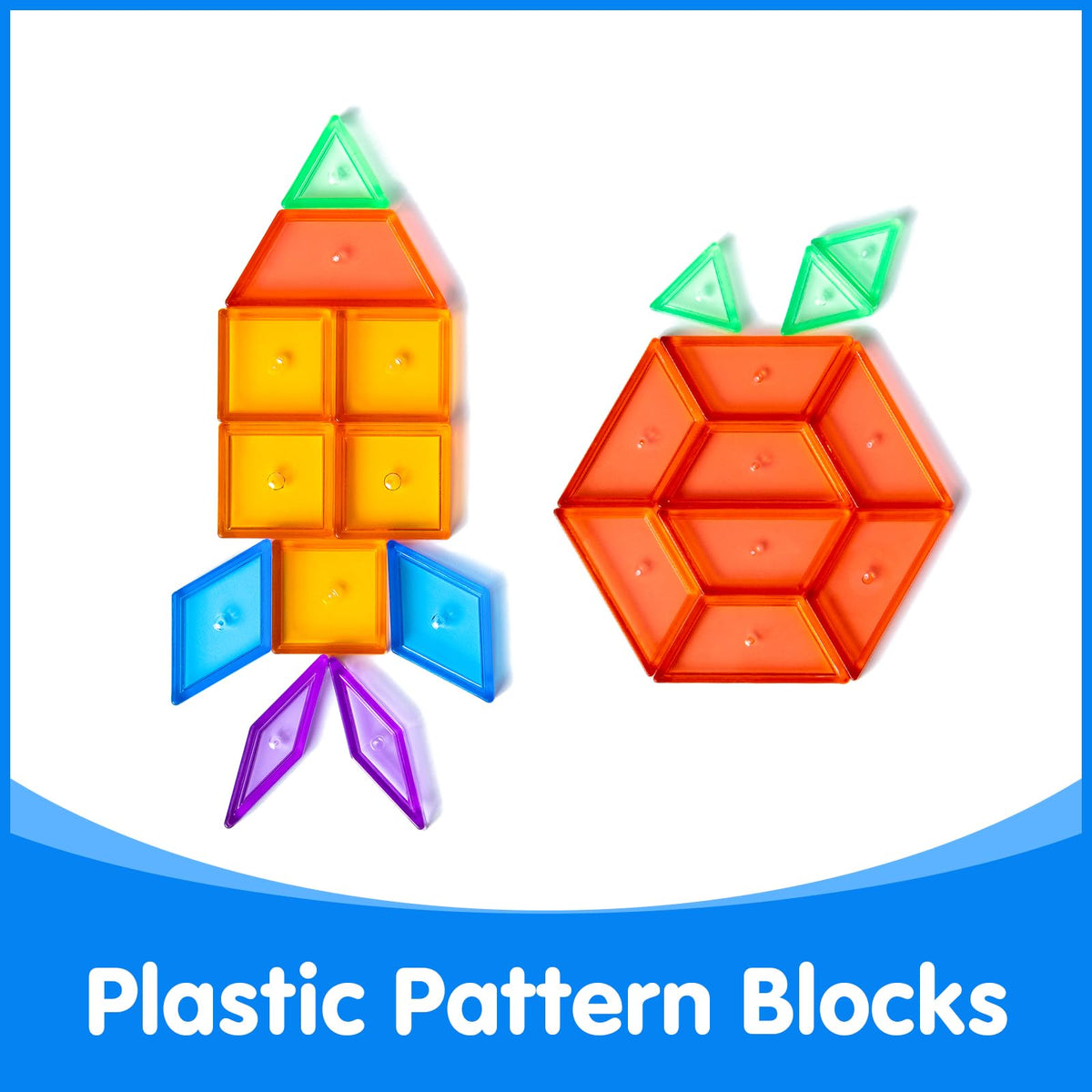 Odoorgames 140 Pcs Translucent Pattern Blocks — Light Table Geometry Set for Classroom & Home Learning