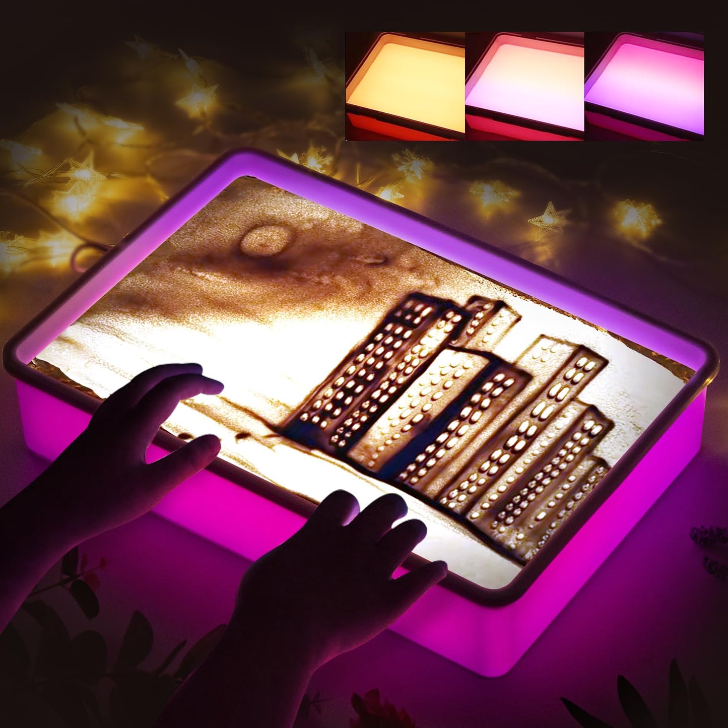 Odoorgames Sand Painting Light Box – 16" Purple, 3 Color Temps, 10 Brightness Levels