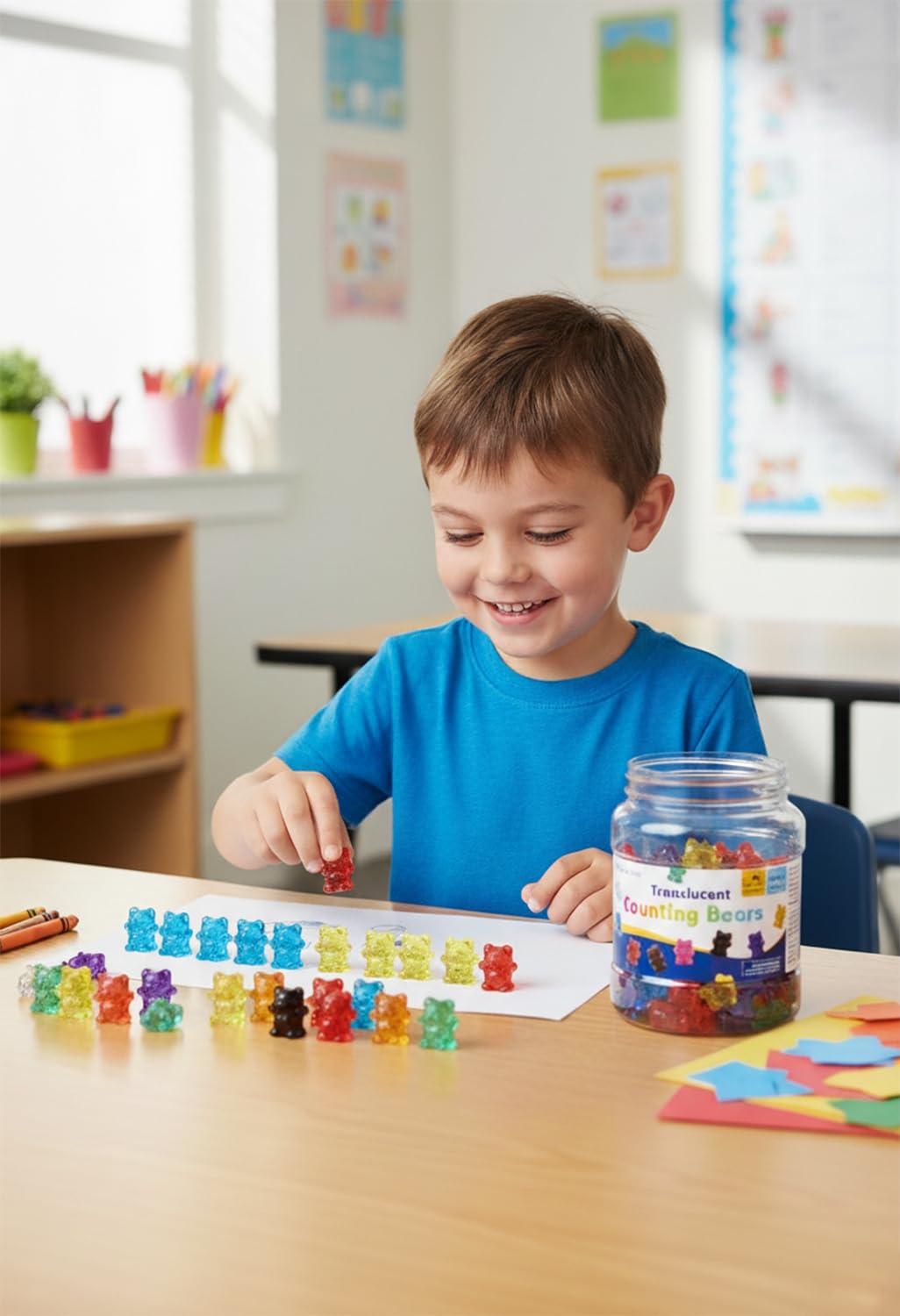 Odoorgames 100 Pcs Translucent Bear Counters – 10 Colors for Kindergarten Math & Light Table Manipulatives