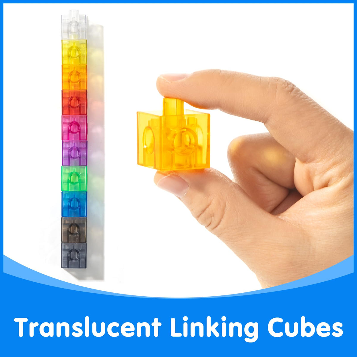 Odoorgames Translucent Linking Cubes – Light Table Math Blocks for Early Learning