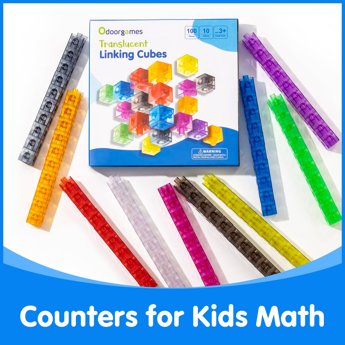 Odoorgames Translucent Linking Cubes – Light Table Math Blocks for Early Learning