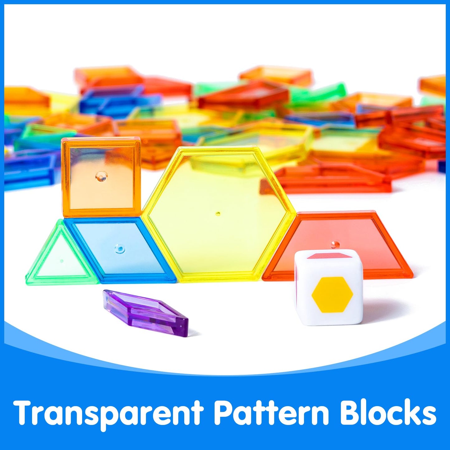 Odoorgames 140 Pcs Translucent Pattern Blocks — Light Table Geometry Set for Classroom & Home Learning