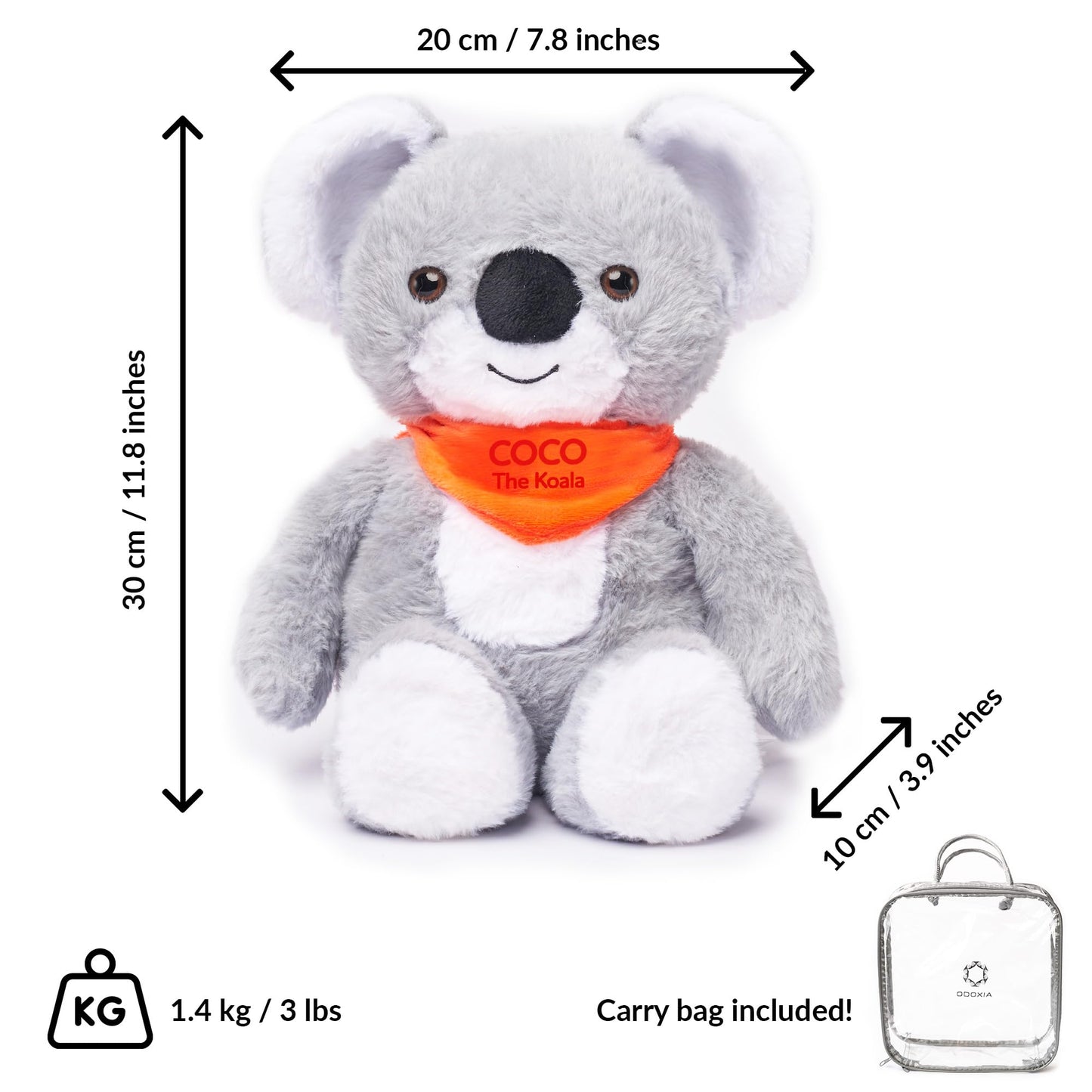 ODOXIA Koala Weighted Plush — 3.1 lb Sensory Plush for Kids & Adults with Carrying Bag