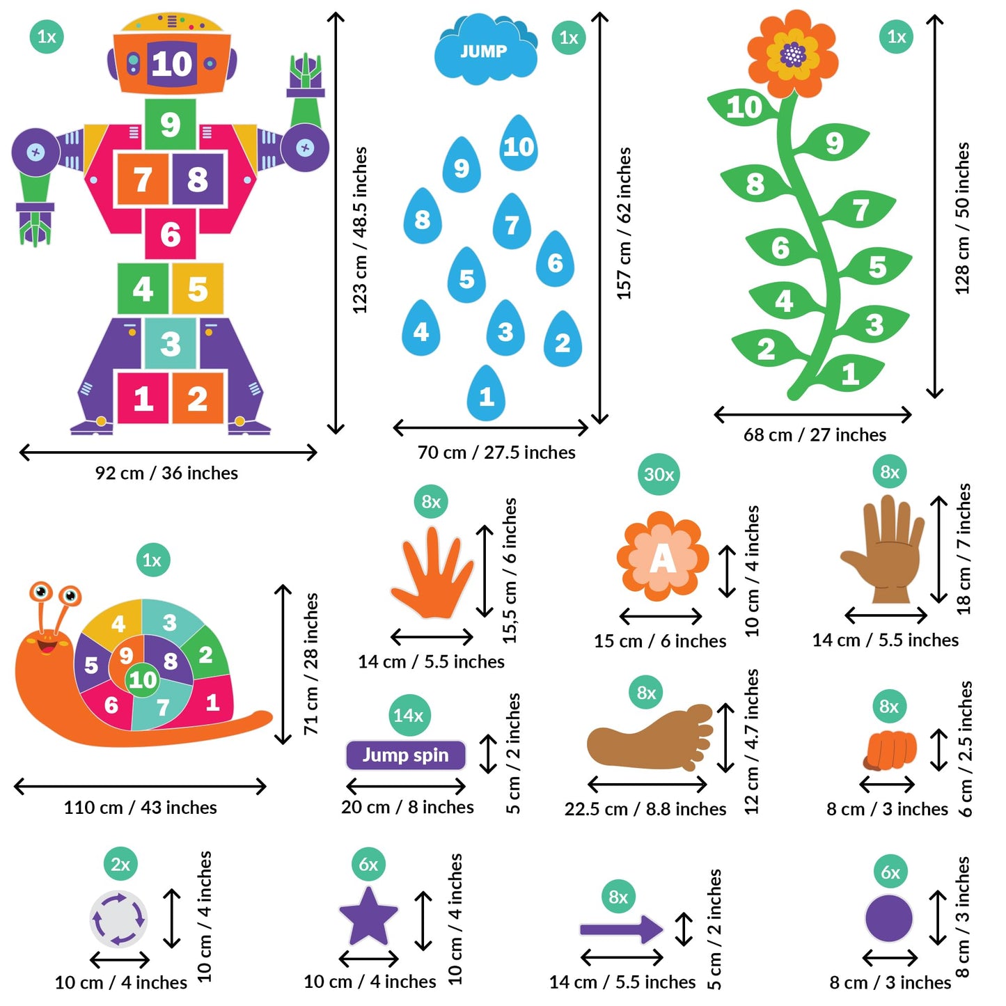 ODOXIA Sensory Path Decals for Floor & Wall – 173 Interactive Sensory Walk & Pathway Stickers