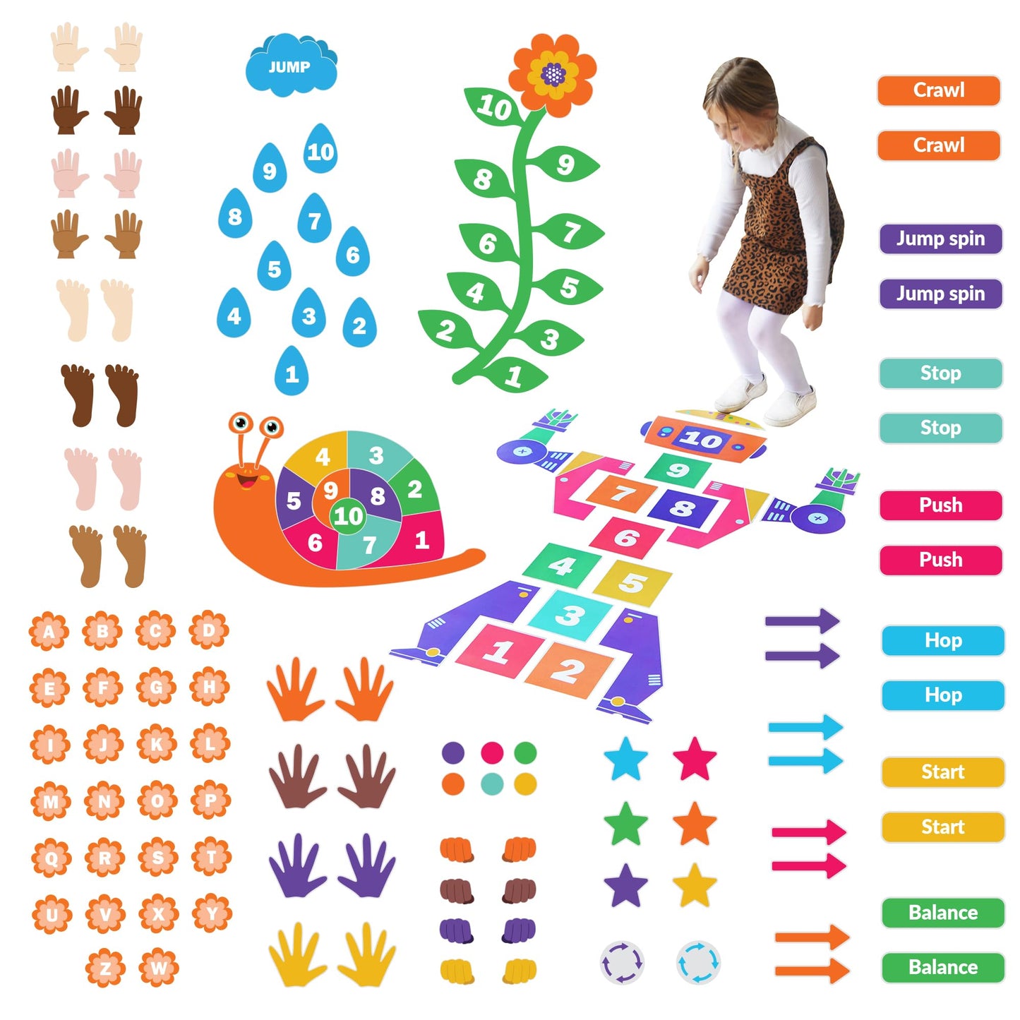 ODOXIA Sensory Path Decals for Floor & Wall – 173 Interactive Sensory Walk & Pathway Stickers