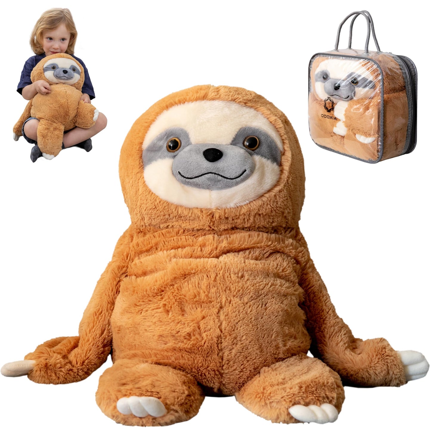 ODOXIA Weighted Sloth Plush – 5 lb Calming Sensory Toy for Kids & Adults | Carry Bag Included | Machine Washable