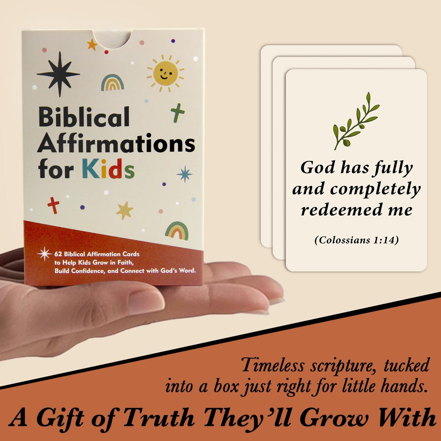 Odrano Biblical Affirmations for Kids – 62 Scripture Cards for Children | Easter & Bible Study Gift