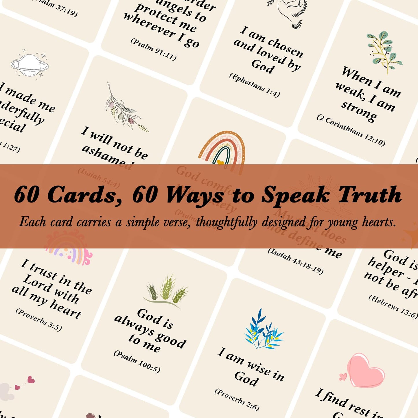 Odrano Biblical Affirmations for Kids – 62 Scripture Cards for Children | Easter & Bible Study Gift