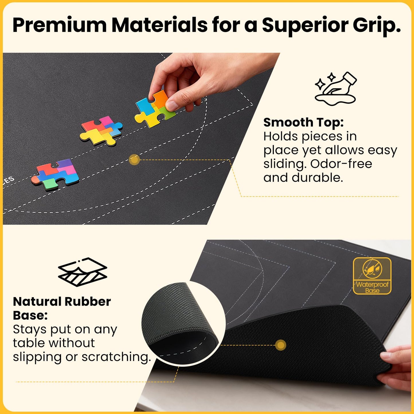 Odyssolve Jigsaw Puzzle Mat Roll Up – 1500 Pieces, 46 x 26, 3 Sorting Trays, Travel Bag