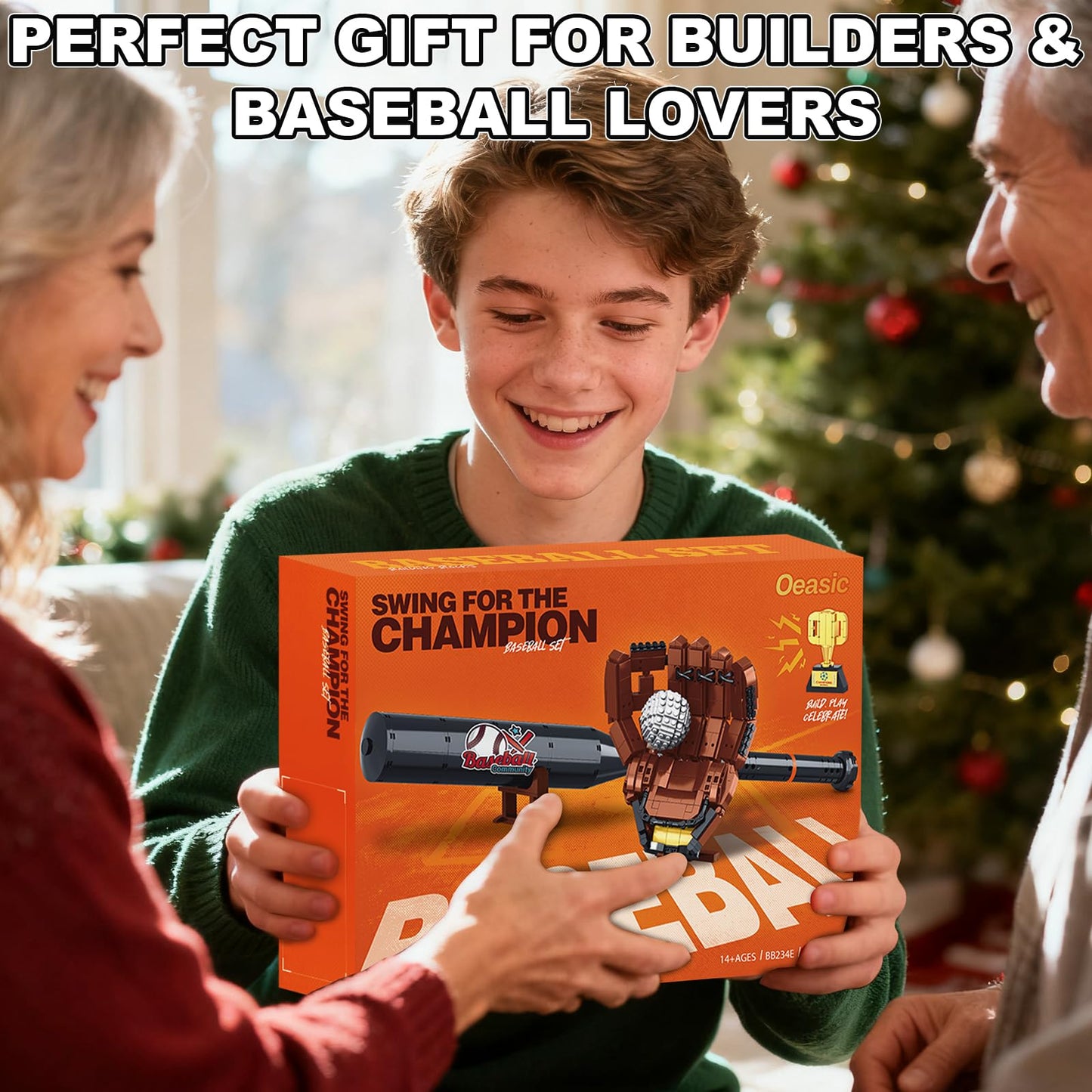 Oeasic Baseball Building Kit for Adults – 1021 PCS Display Model with Bat, Glove & Trophy