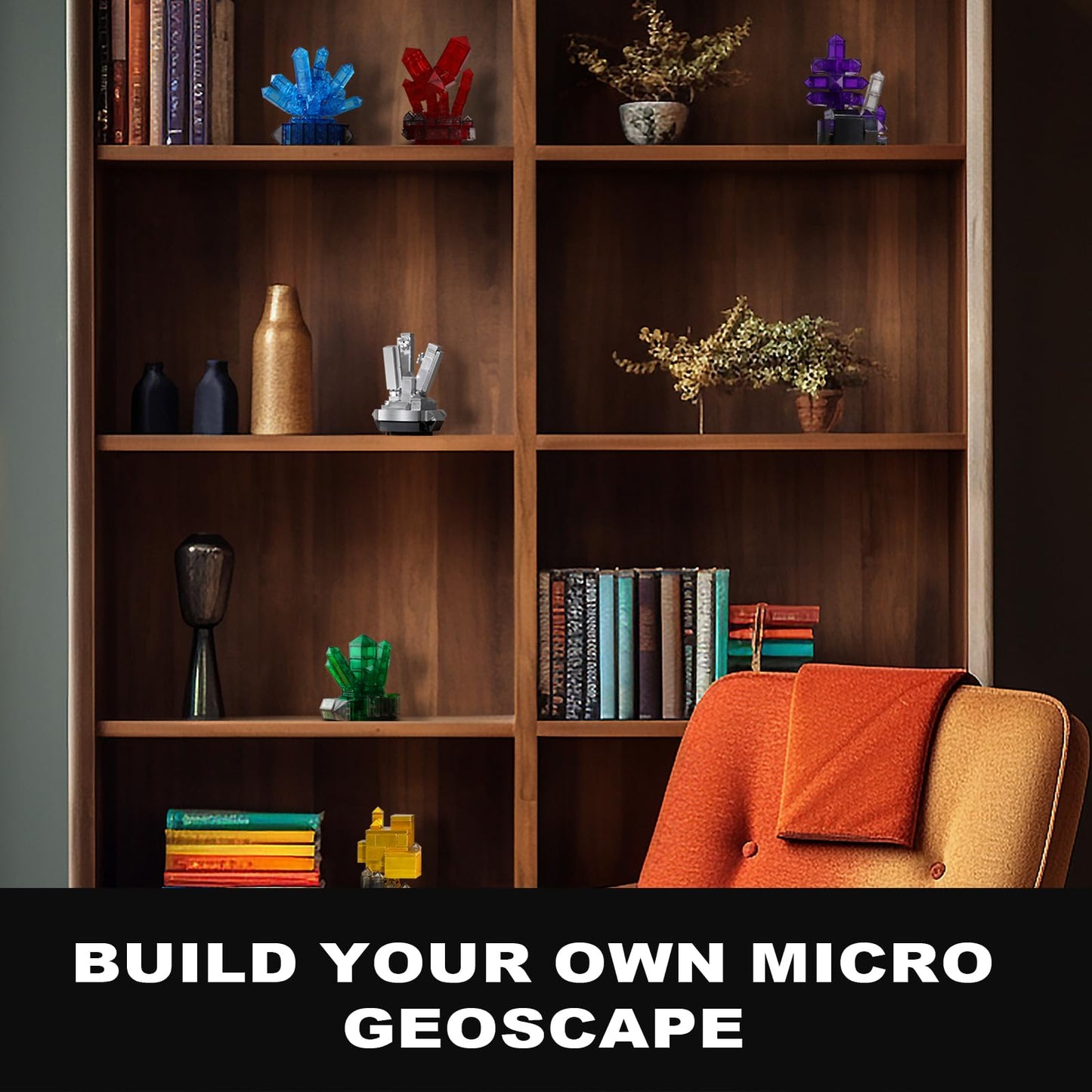 Oeasic Geology Crystal Building Set for Adults – 564-Piece Mineral Models & Elegant Desk Display