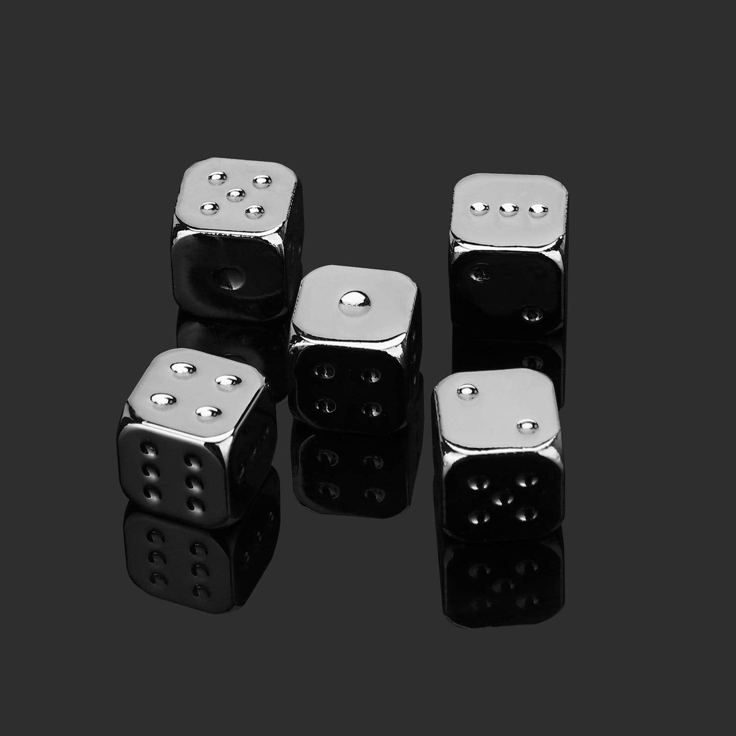 OEAYA 5-Piece 13mm Silver Dice Set – Zinc Alloy 6-Sided Polyhedral Dice for Board Games