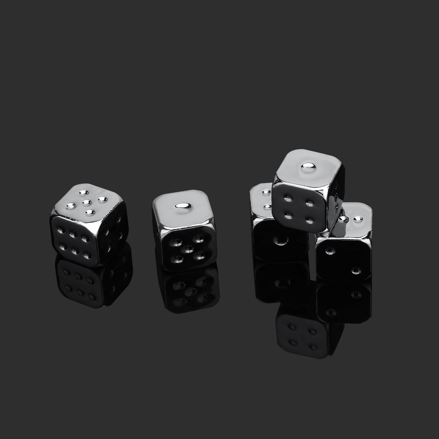 OEAYA 5-Piece 13mm Silver Dice Set – Zinc Alloy 6-Sided Polyhedral Dice for Board Games