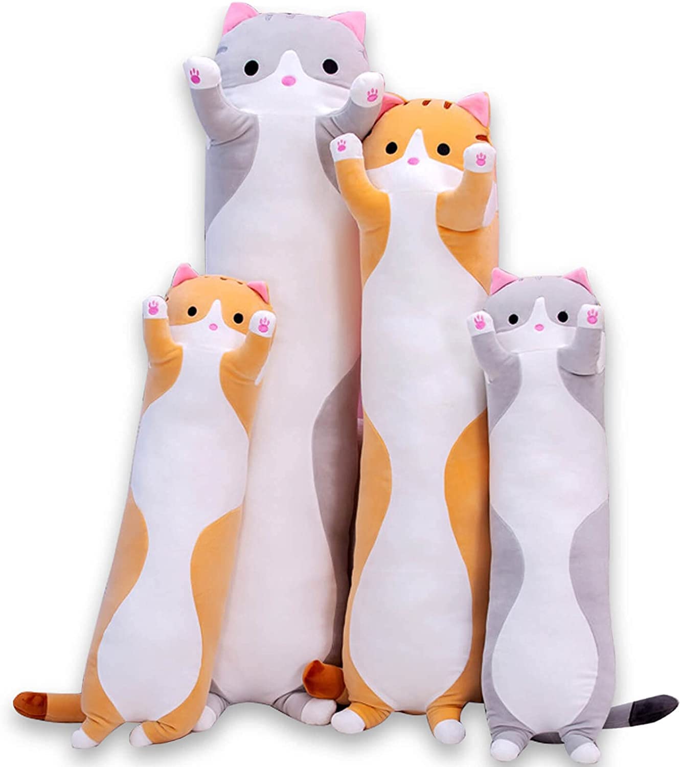 Oeonuas Cute Cat Plush Long Body Pillow – 35-Inch Orange Cat Plushie