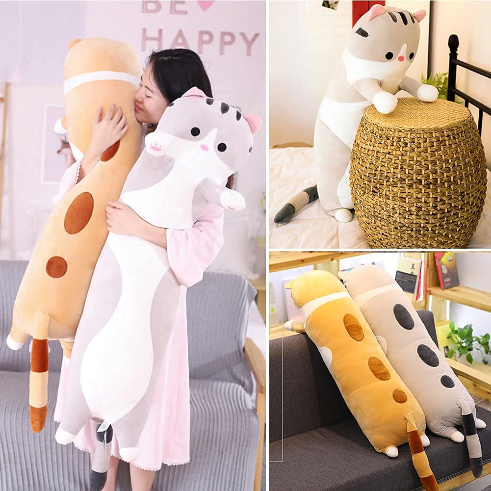 Oeonuas Cute Cat Plush Long Body Pillow – 51-Inch Orange Cat Plushie for Kids, Comfort & Cuddling
