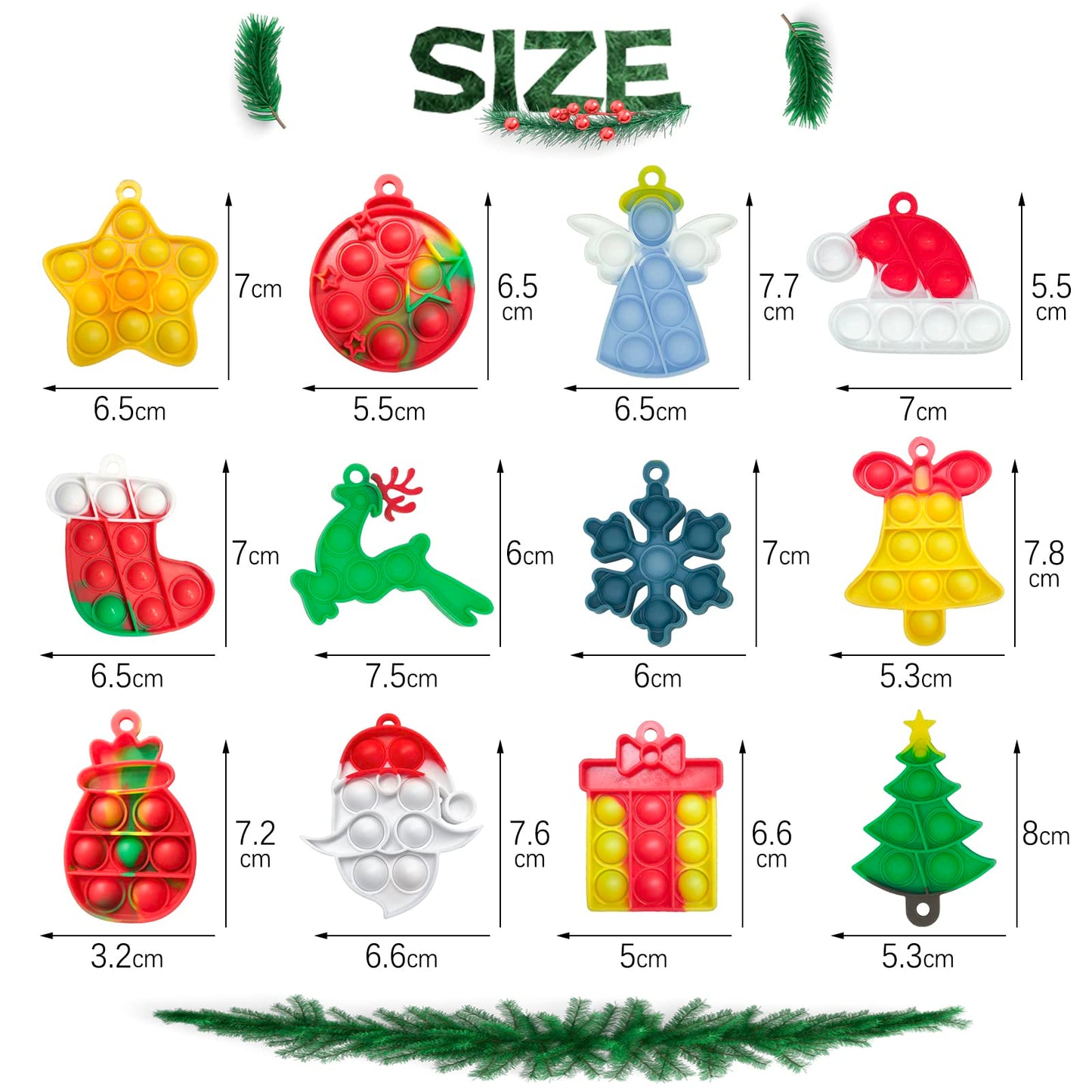 OFCTE 60PCS Christmas Mini Pop Keychain Fidget Toy – Silicone Bubble Pop Sensory Keychains