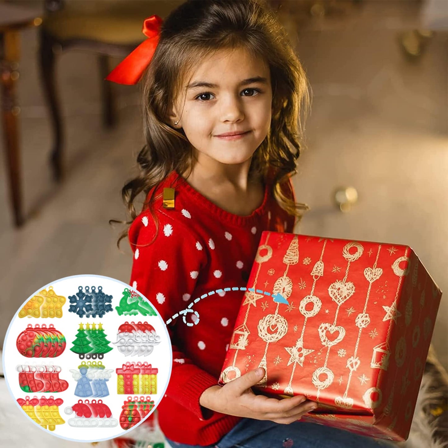 OFCTE 60PCS Christmas Mini Pop Keychain Fidget Toy – Silicone Bubble Pop Sensory Keychains