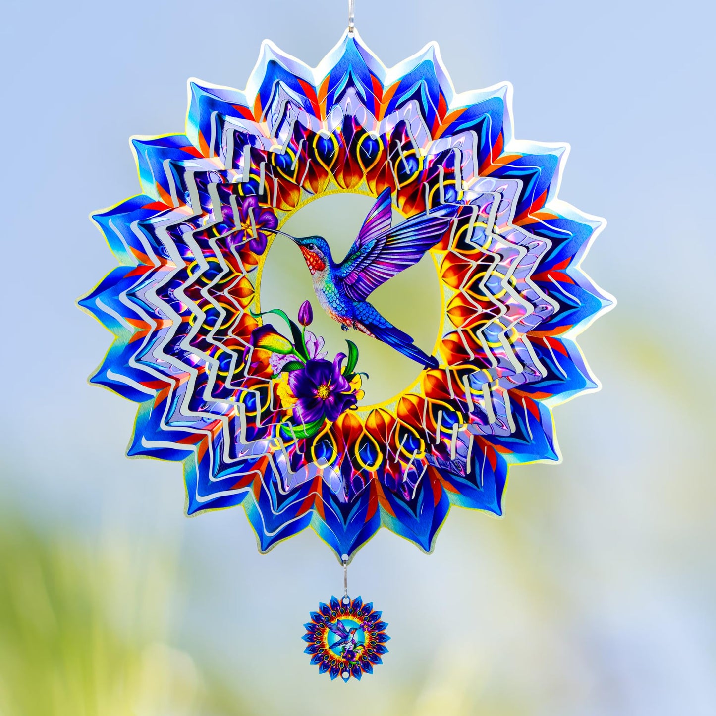 OFEWPAGA Hummingbird Wind Spinner – 12-Inch 3D Stainless Steel Garden Gift