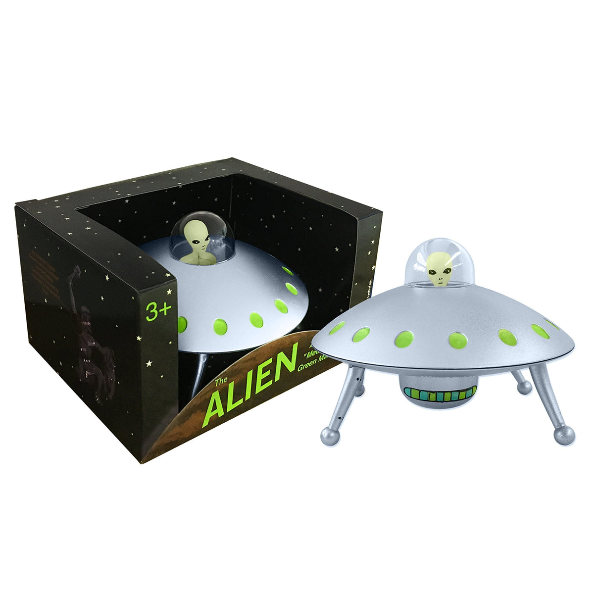 Off the Wall Toys Alien Glow-in-the-Dark UFO Space Ship & Bendable Action Figure