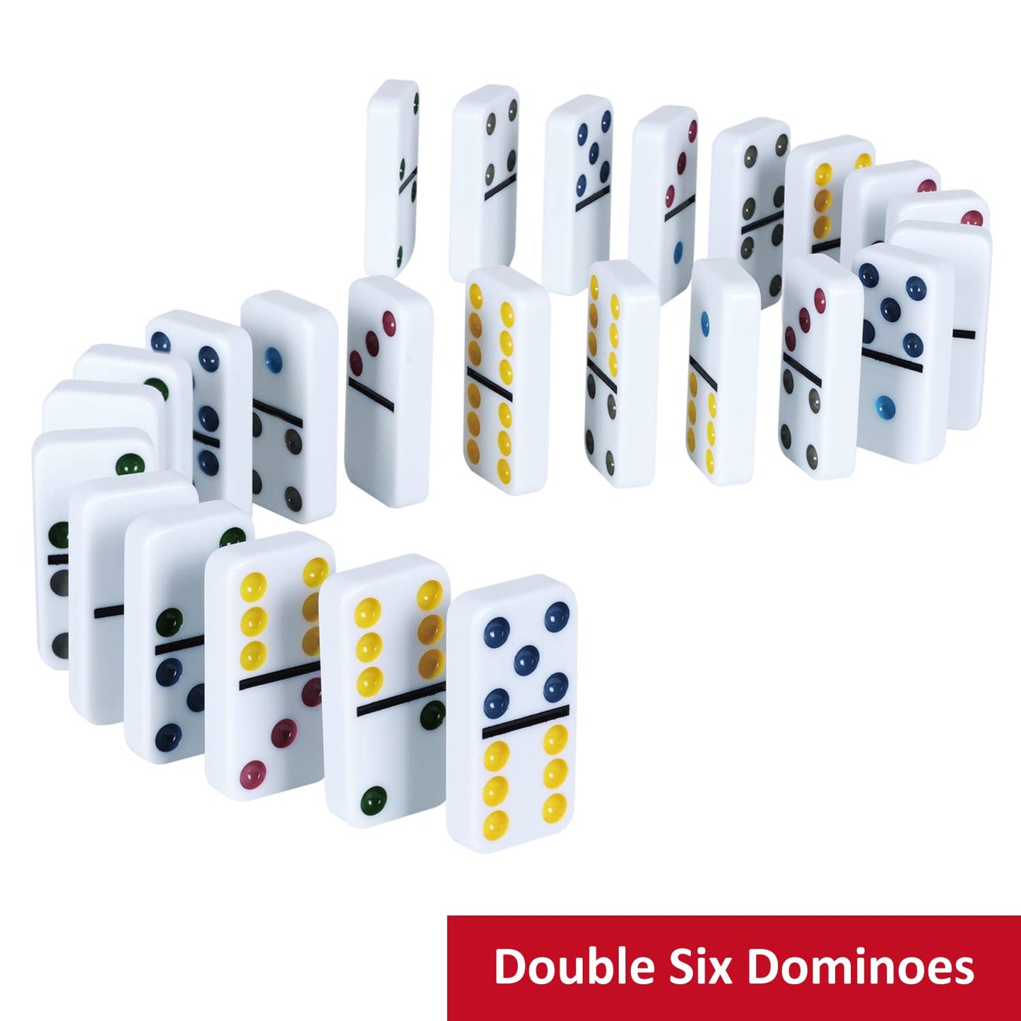 Offelec Double Six Dominoes Set | 28 Tiles with Storage Tin for 2-4 Players