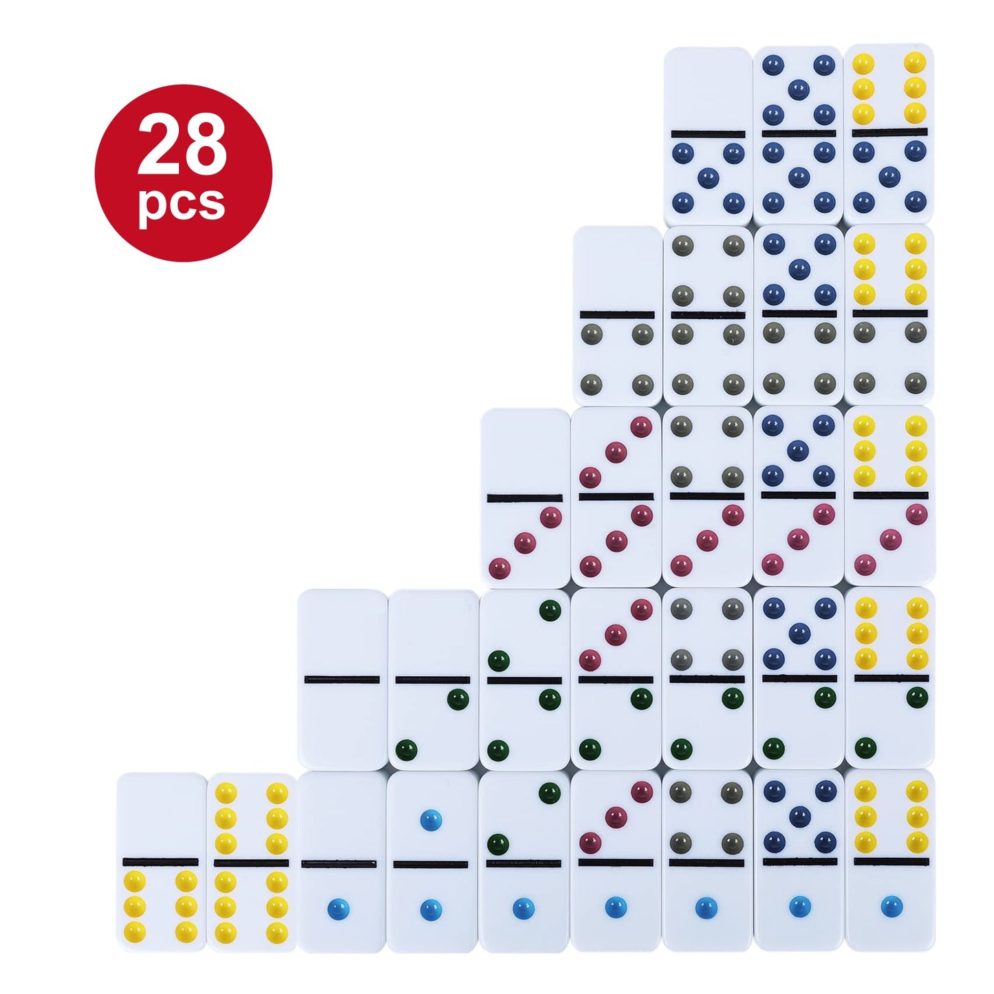 Offelec Double Six Dominoes Set | 28 Tiles with Storage Tin for 2-4 Players