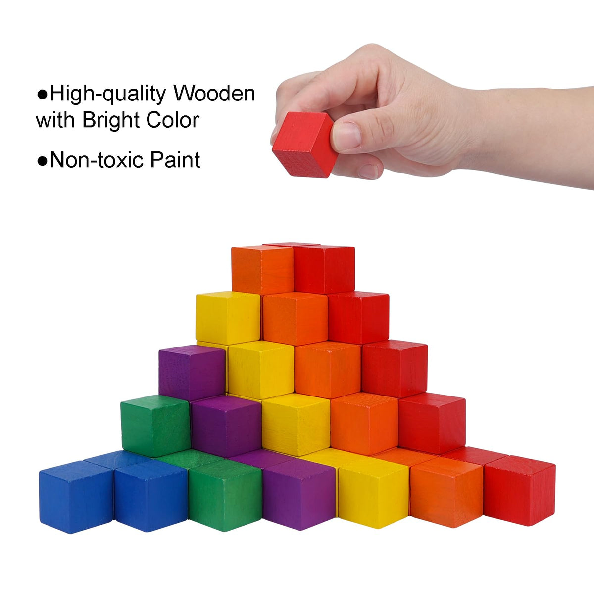Offelec 108-Pack 1-Inch Wooden Blocks – STEM Sorting Toys (6 Colors)