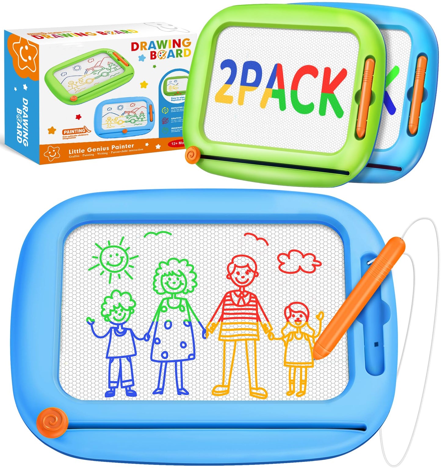 Officygnet 2 Pack Magnetic Drawing Board – 9-Inch Doodle Pad for Toddlers 1-3