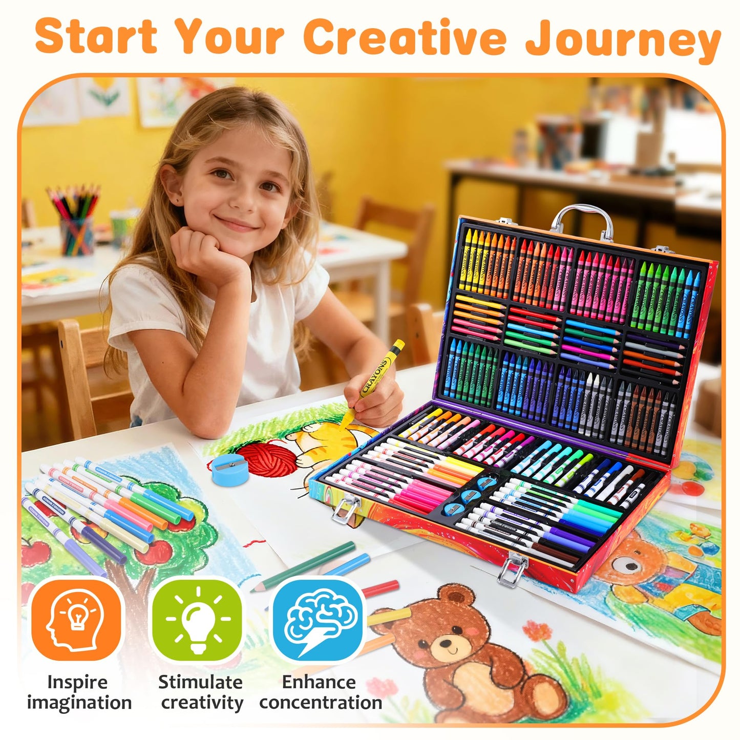 Officygnet 158-Piece Deluxe Art Kit for Kids – Creative Coloring & Drawing