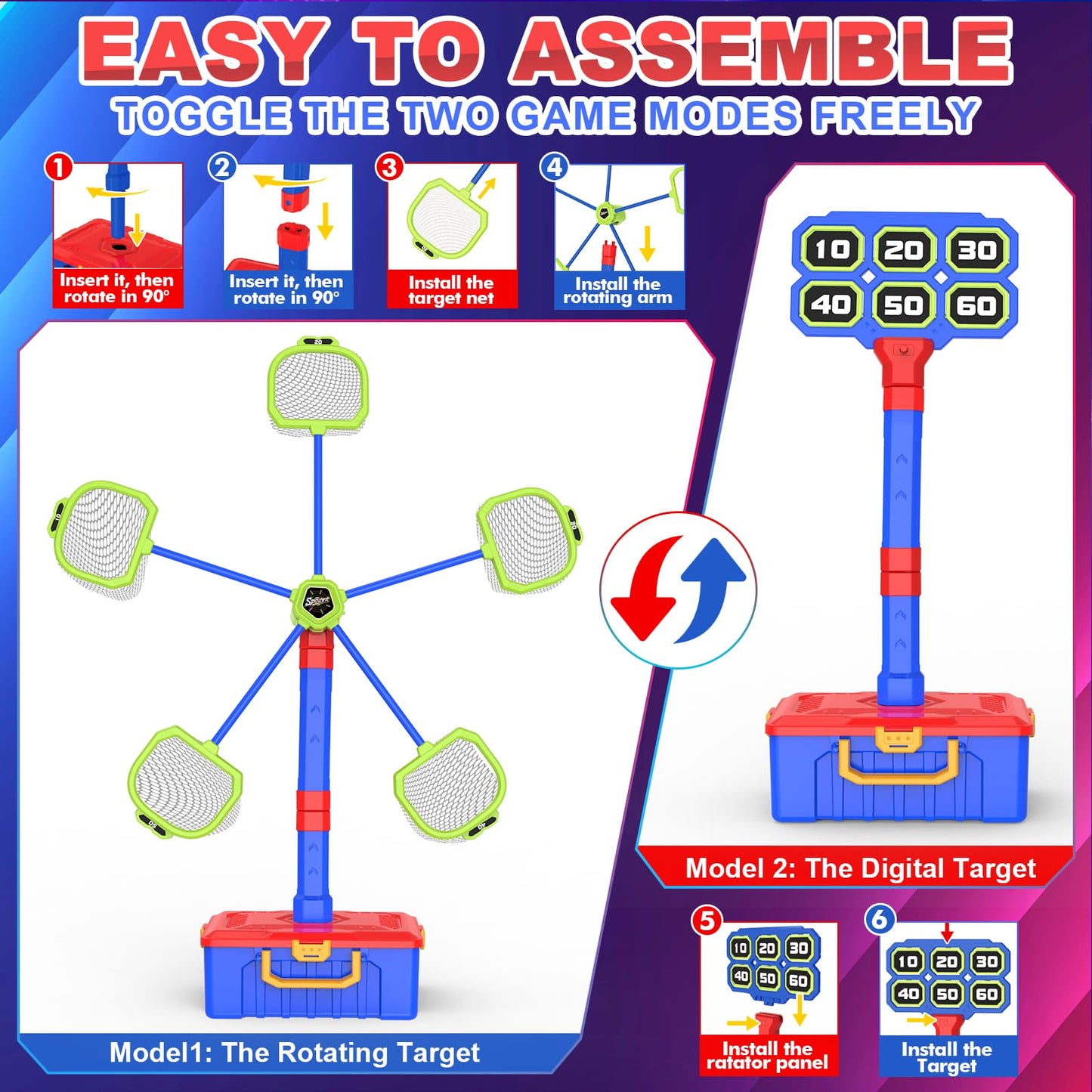 Officygnet 2-in-1 Shooting Toy Set: Moving Target & Digital Target