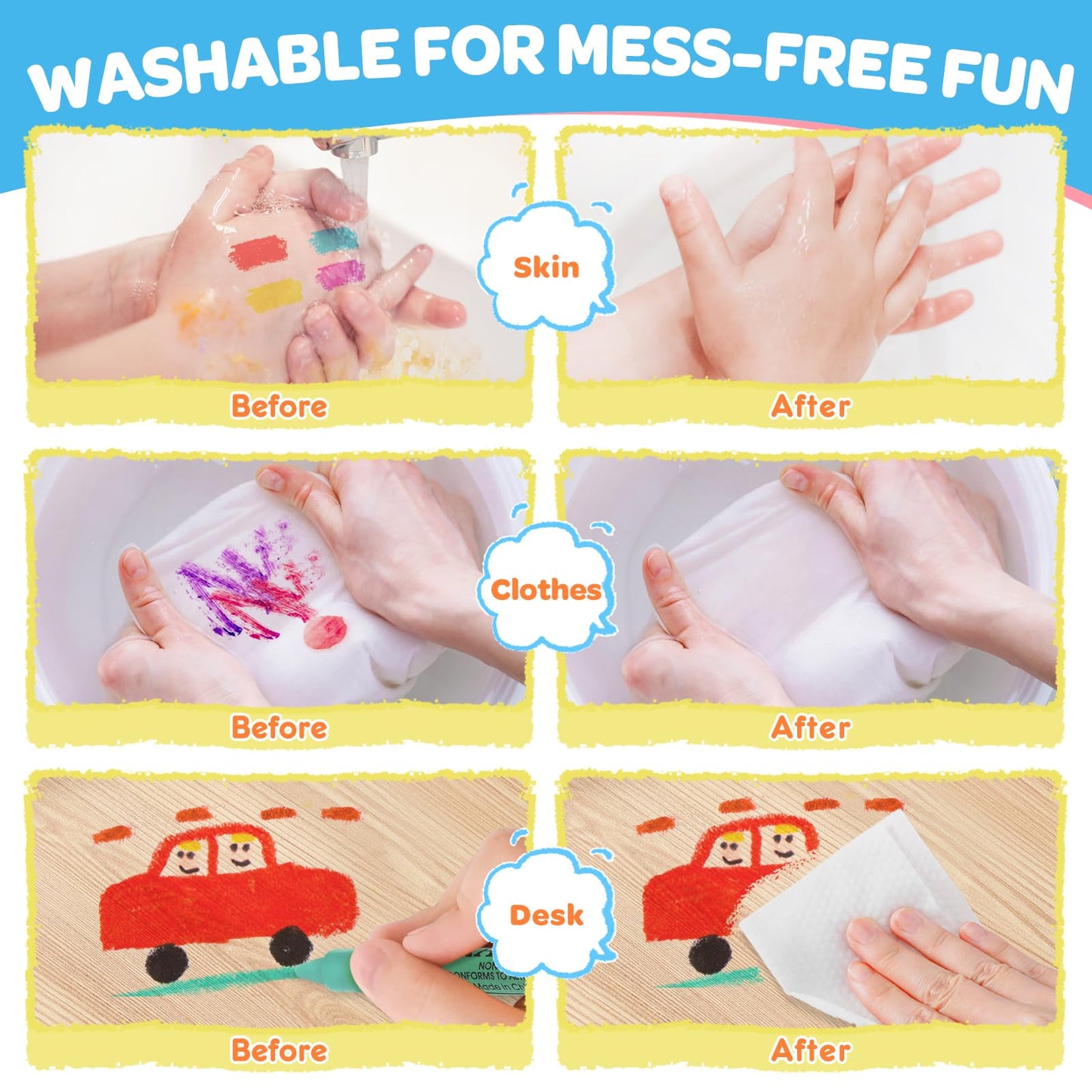 Officygnet 24 Colors Jumbo Crayons – Non-Toxic Easy-Grip Set for Toddlers & Kids