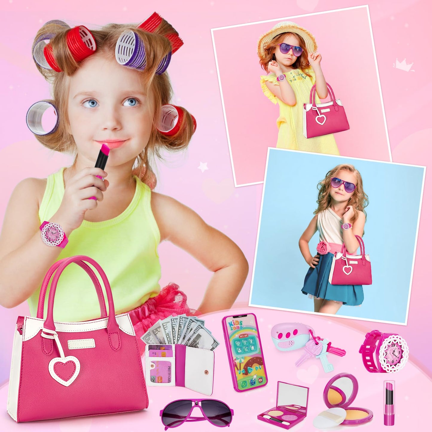 Officygnet Play Purse for Little Girls – Pretend Princess Toy Set with Accessories