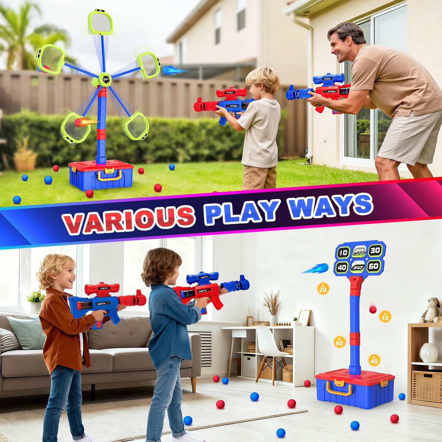 Officygnet 2-in-1 Shooting Toy Set: Moving Target & Digital Target