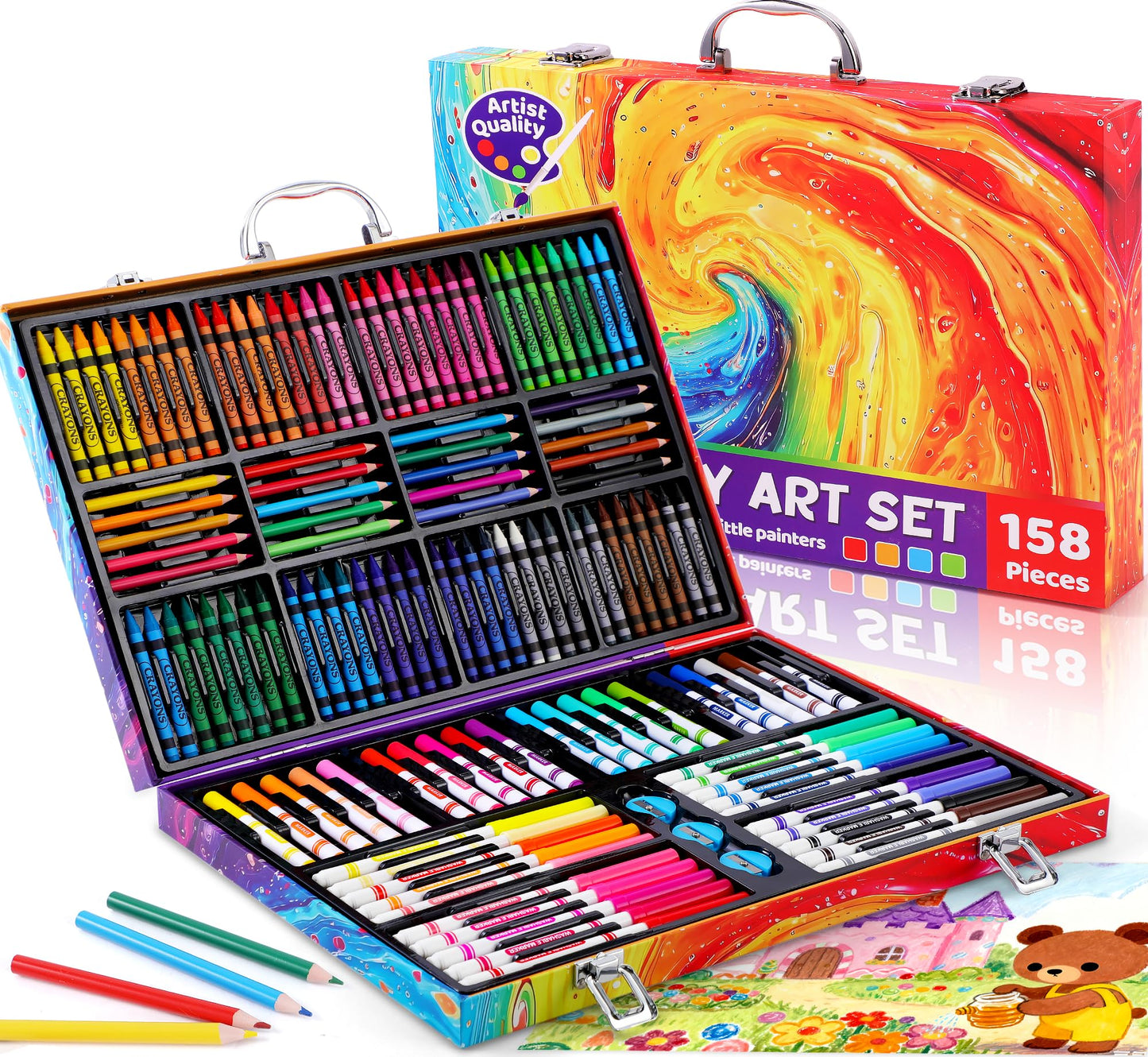 Officygnet 158-Piece Deluxe Art Kit for Kids – Creative Coloring & Drawing