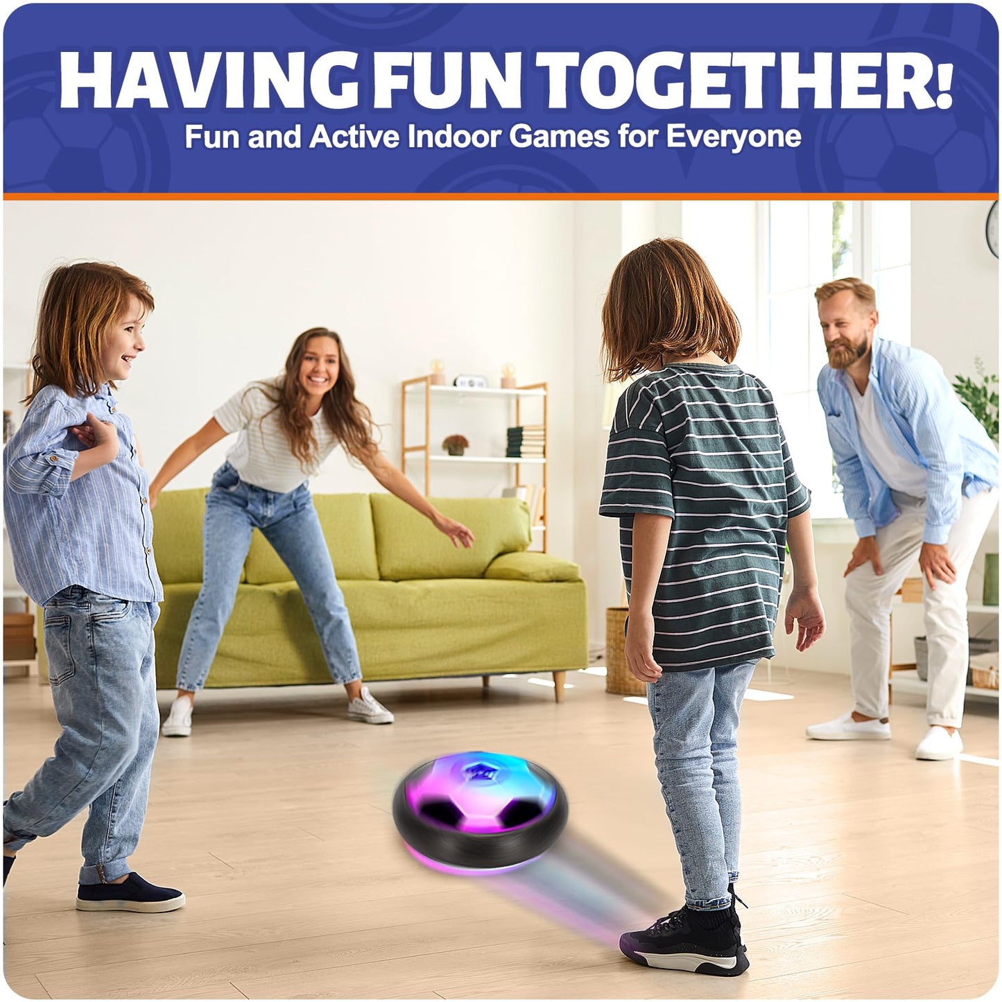 Officygnet 2 Pack LED Hover Soccer Balls — Indoor Glow Soccer Toys for Kids 4-12