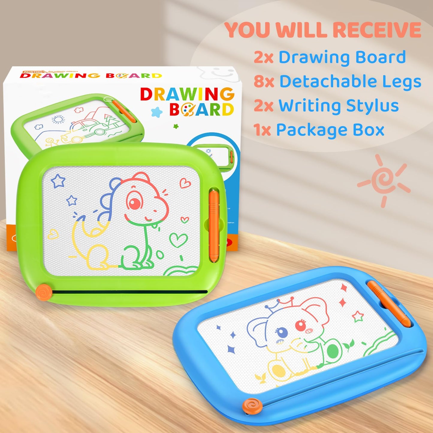 Officygnet 2 Pack Magnetic Drawing Board – 9-Inch Doodle Pad for Toddlers 1-3
