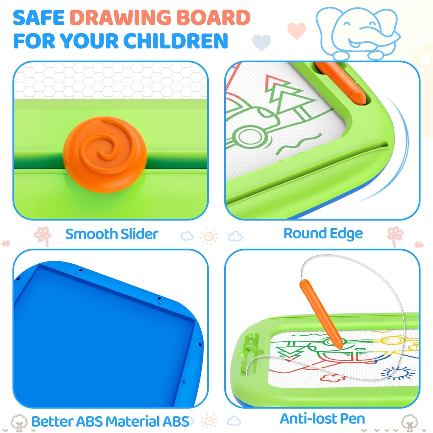 Officygnet 2 Pack Magnetic Drawing Board – 9-Inch Doodle Pad for Toddlers 1-3