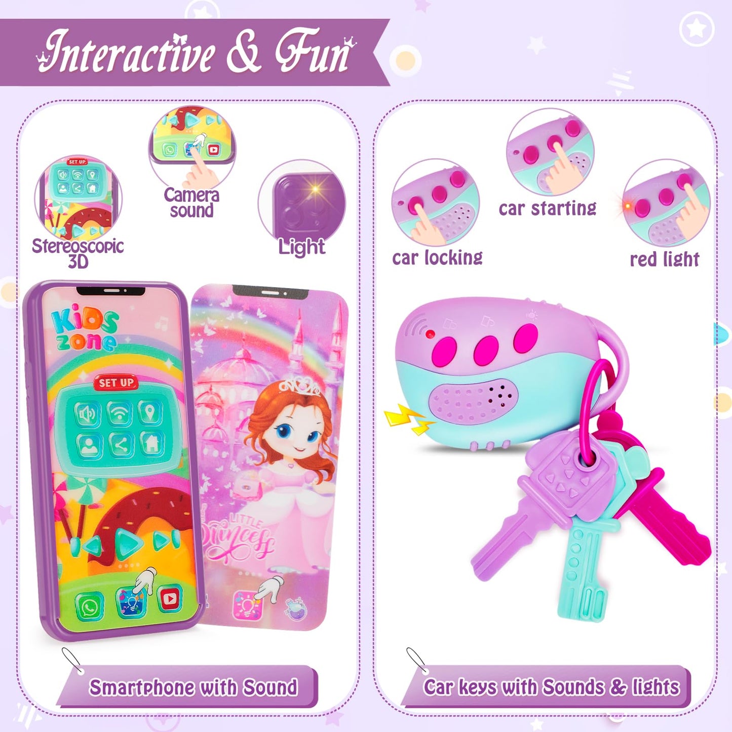 Officygnet Little Lady Purse – Pretend Play Toy Set for Girls 2–8 (Purple)