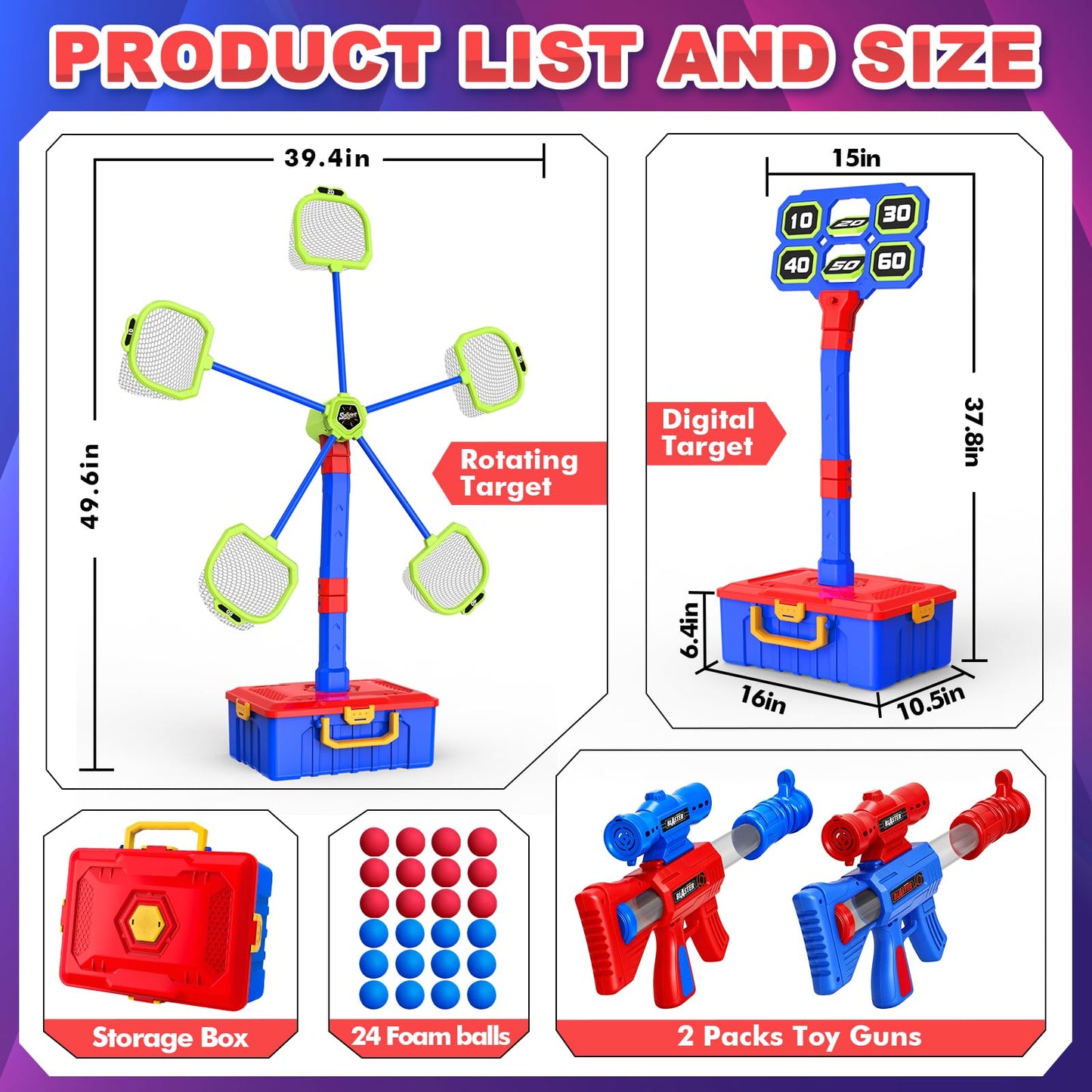Officygnet 2-in-1 Shooting Toy Set: Moving Target & Digital Target