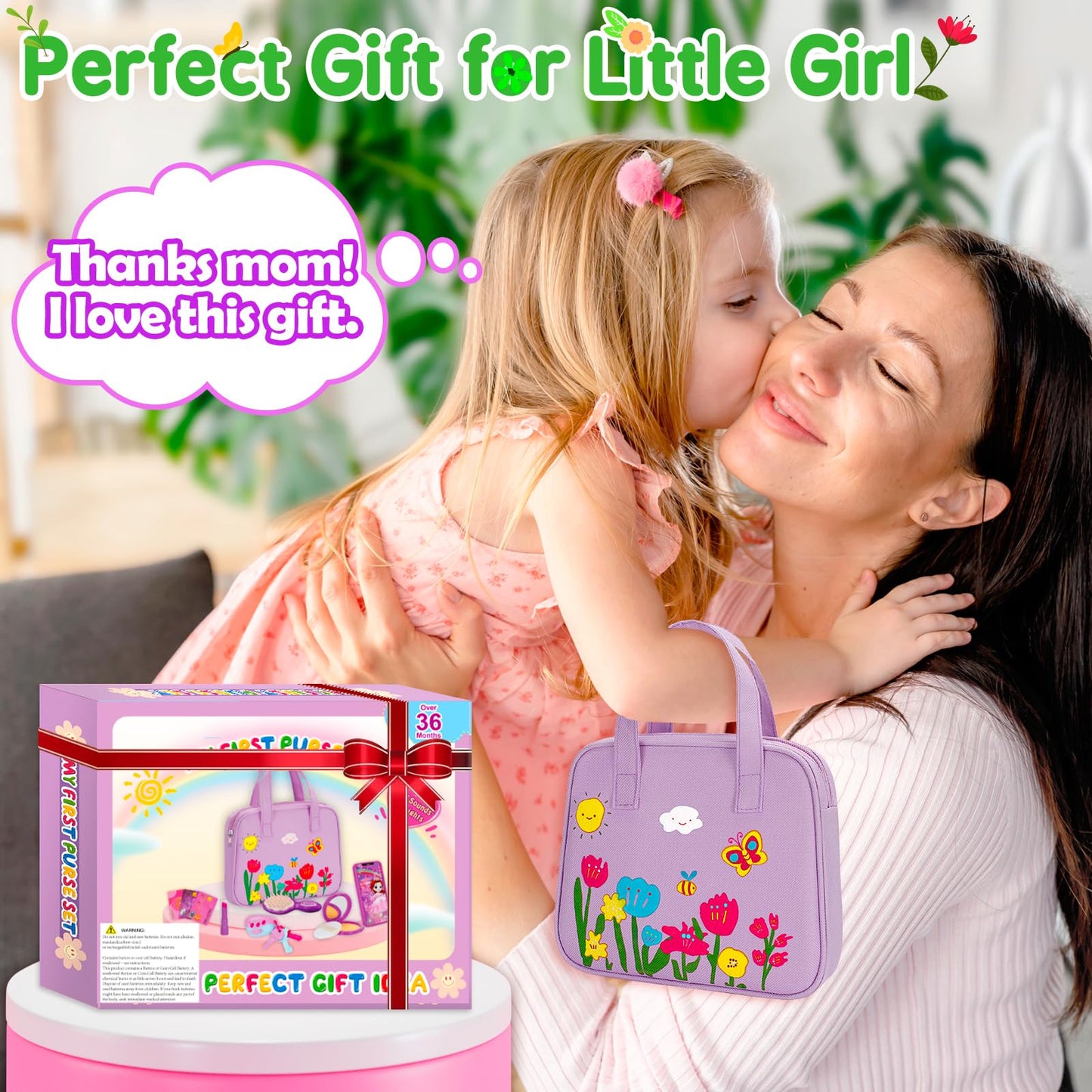 Officygnet Purse Toy for Girls 3 Years Old – Pretend Makeup Kit & Princess Play Purse (Purple)