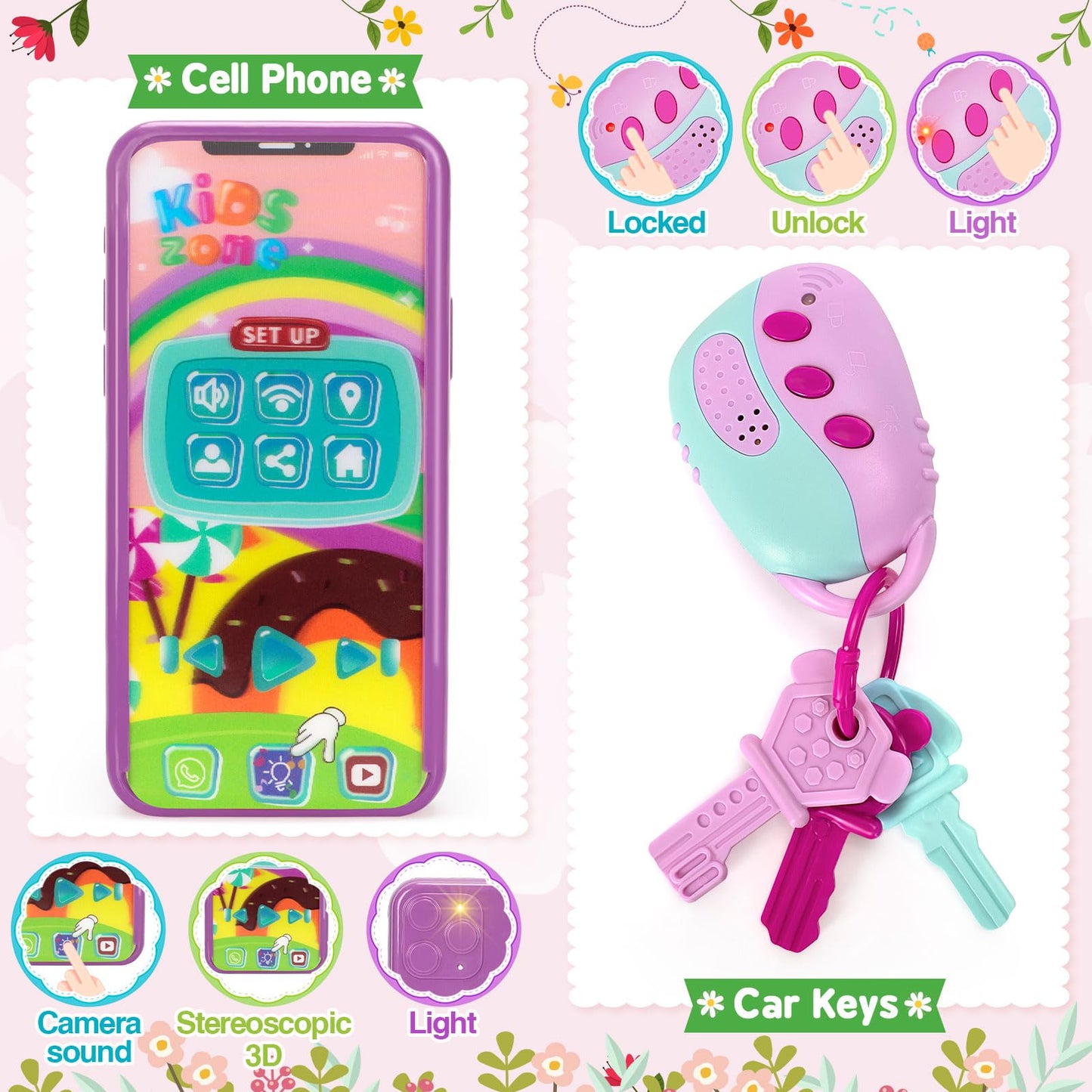 Officygnet Purse Toy for Girls 3 Years Old – Pretend Makeup Kit & Princess Play Purse (Purple)