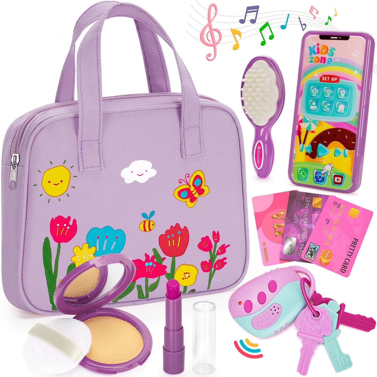 Officygnet Purse Toy for Girls 3 Years Old – Pretend Makeup Kit & Princess Play Purse (Purple)