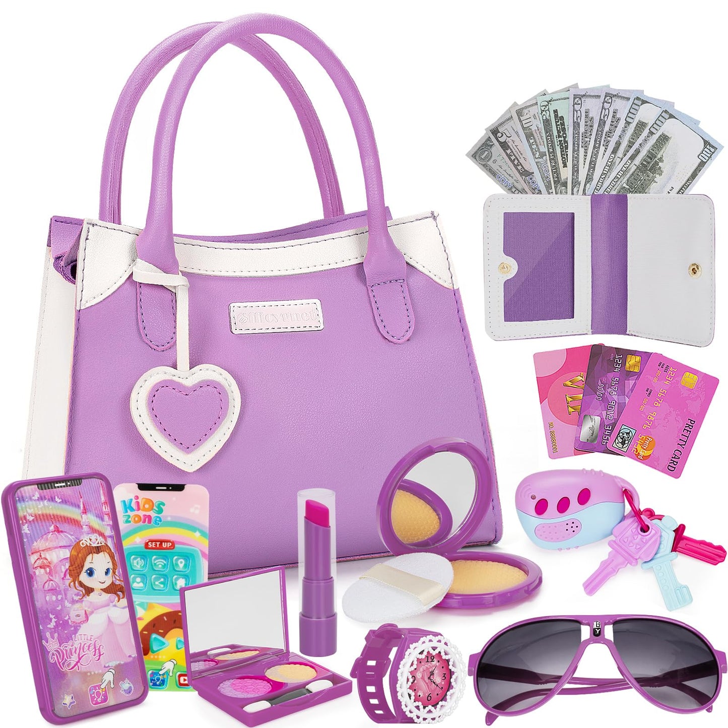 Officygnet Little Lady Purse – Pretend Play Toy Set for Girls 2–8 (Purple)