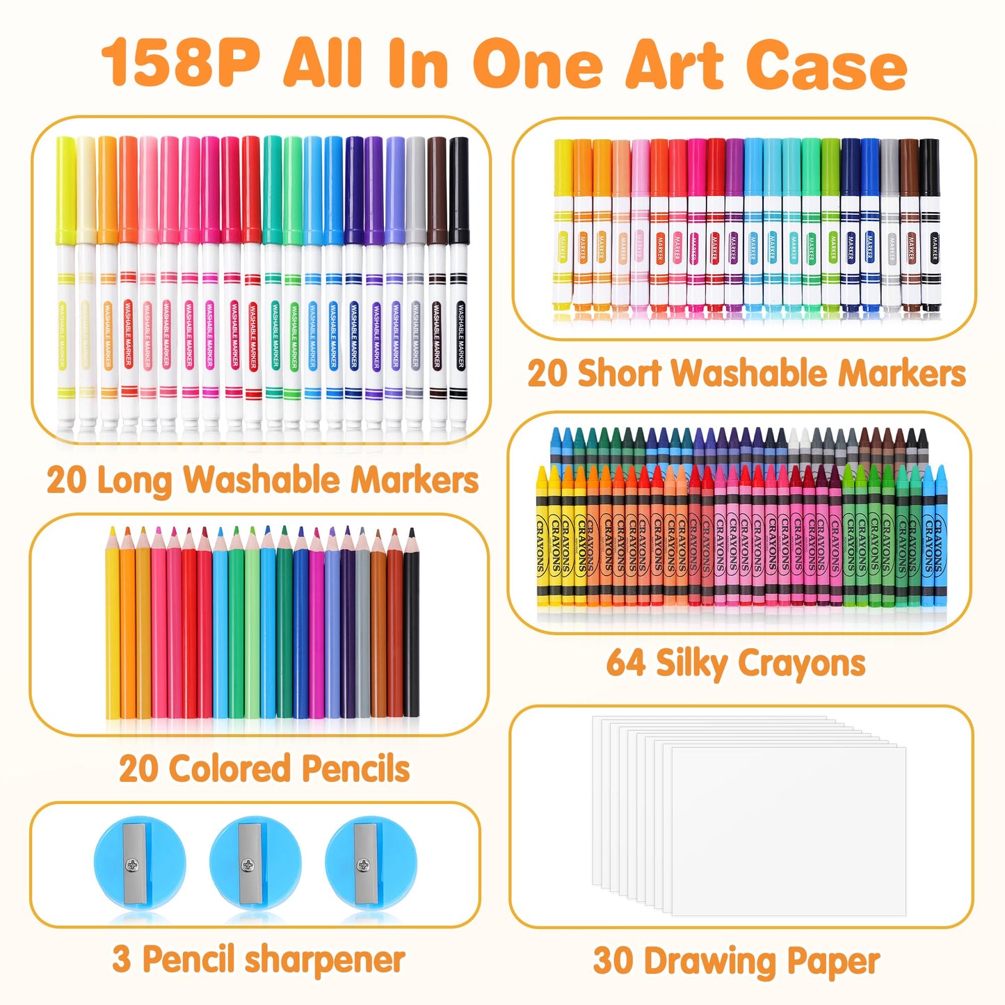 Officygnet 158-Piece Deluxe Art Kit for Kids – Creative Coloring & Drawing