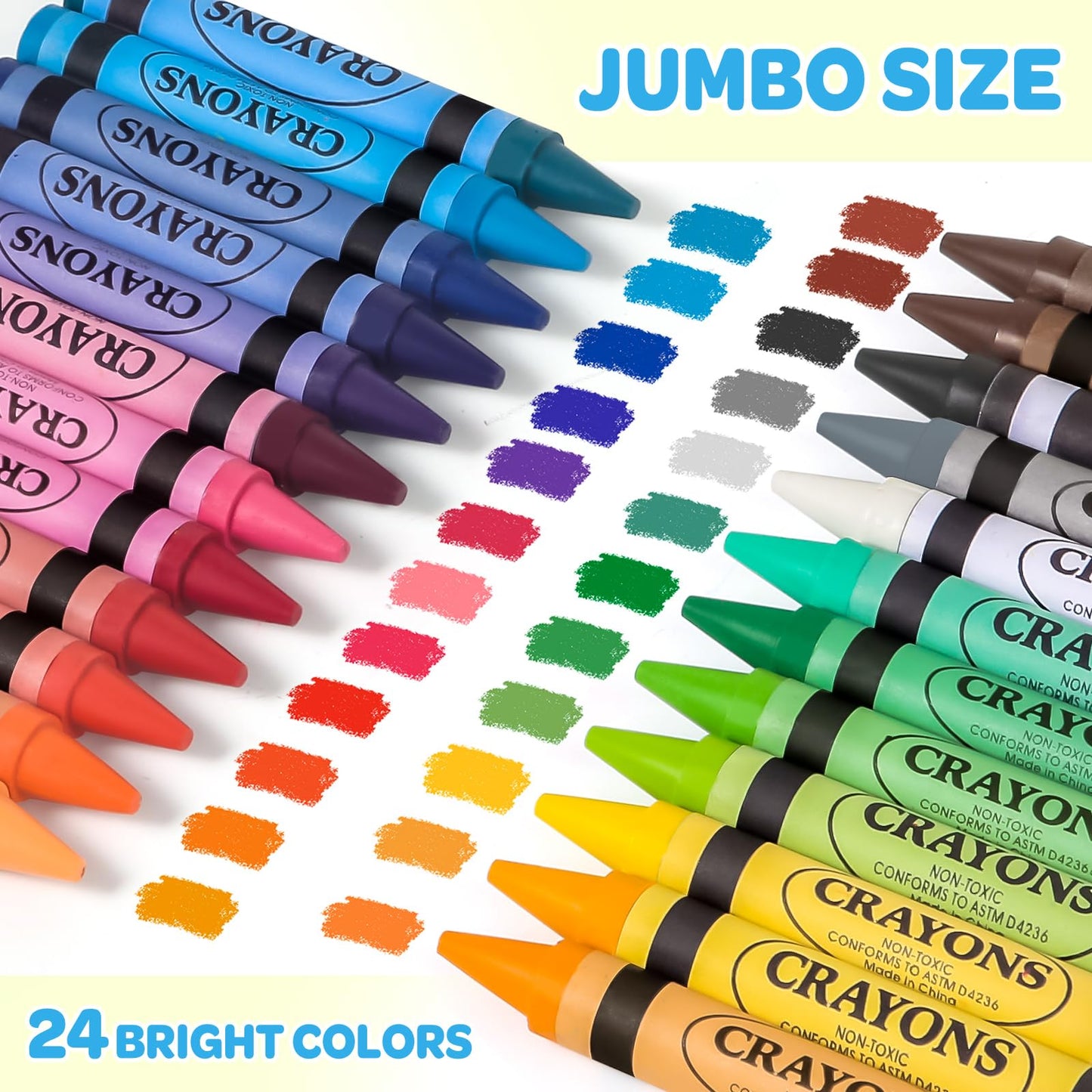 Officygnet 24 Colors Jumbo Crayons – Non-Toxic Easy-Grip Set for Toddlers & Kids