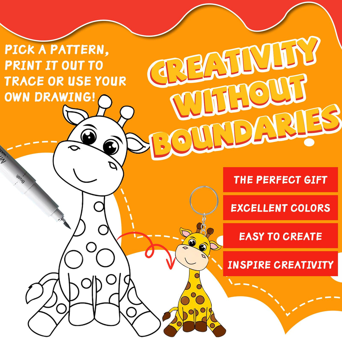 OFNMY Printable Shrinky Dink Sheets Kit – 225 PCS, 25 Printable Sheets, 100 Keychains & 100 Rings