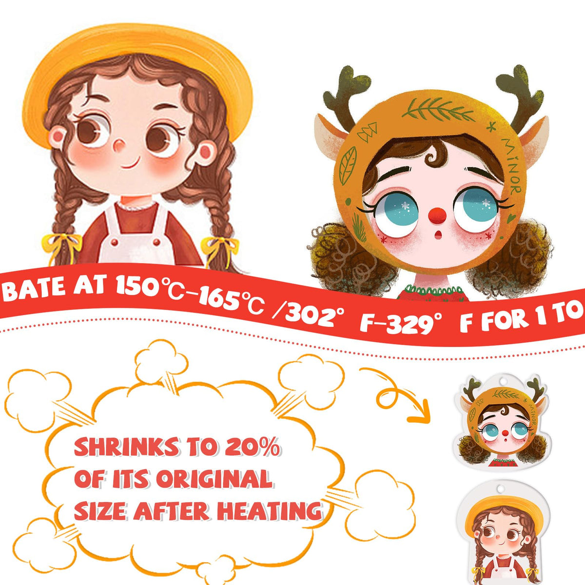 OFNMY 225PCS Shrinky Dink Sheets Kit – 25 Shrinky Sheets, 100 Keychains & 100 Rings for Kids Crafts