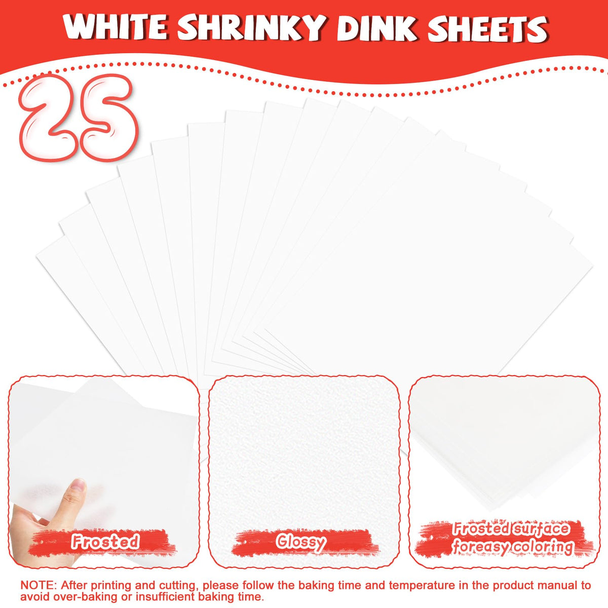 OFNMY Printable Shrinky Dink Sheets Kit – 225 PCS, 25 Printable Sheets, 100 Keychains & 100 Rings